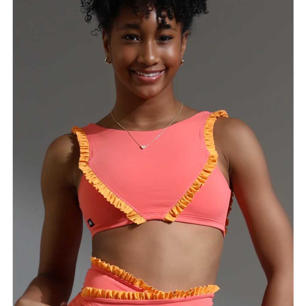 NWT Tiger Friday Dancewear Faye Reversible Crop Top Size Various Color Papaya - Picture 10 of 12